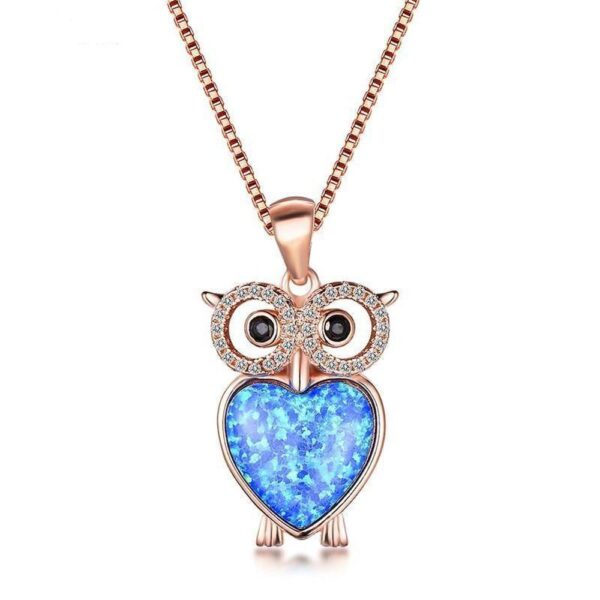 Owl Necklace in 18k Rose Gold