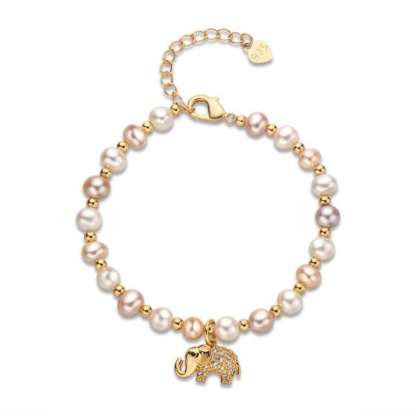 Elephant Bracelet with Pearls in 14k Gold